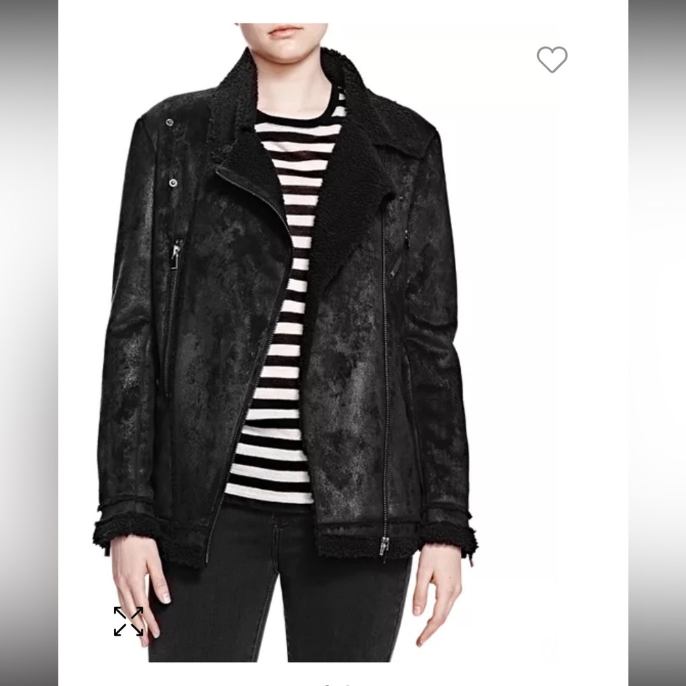 Black Shearling/Sherpa Moto Jacket by The Kooples- winter and fall coat